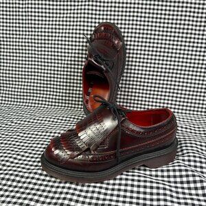 Dr Martens Elizabeth Triple Kilty Wingtips Oxford Shoes Arcadia Cherry Red US 5